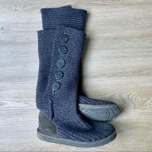UGG Gray Cardy Tall Knit Winter Boots - Foldable, Size 8